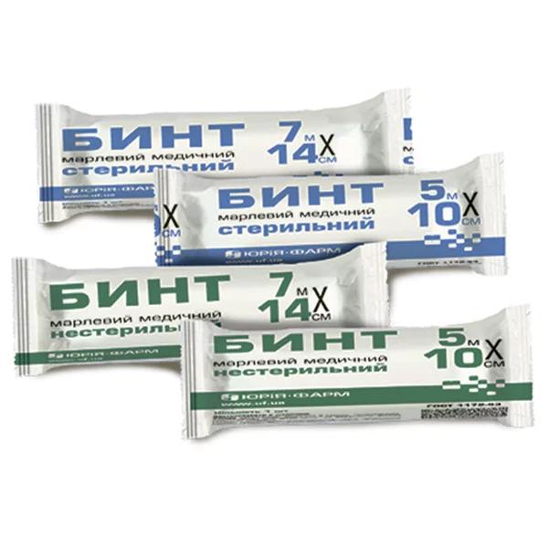 Бинт марлевий медичний стерильний 7м х 14см ТМ "ЮРІЯ-ФАРМ", тип 17